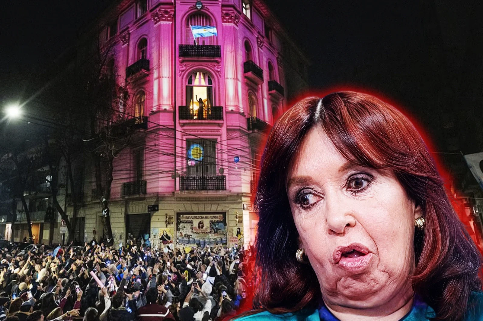 Está gagá: Cristina Kirchner mandó a proyectar la imagen de Casa Rosada frente a su departamento