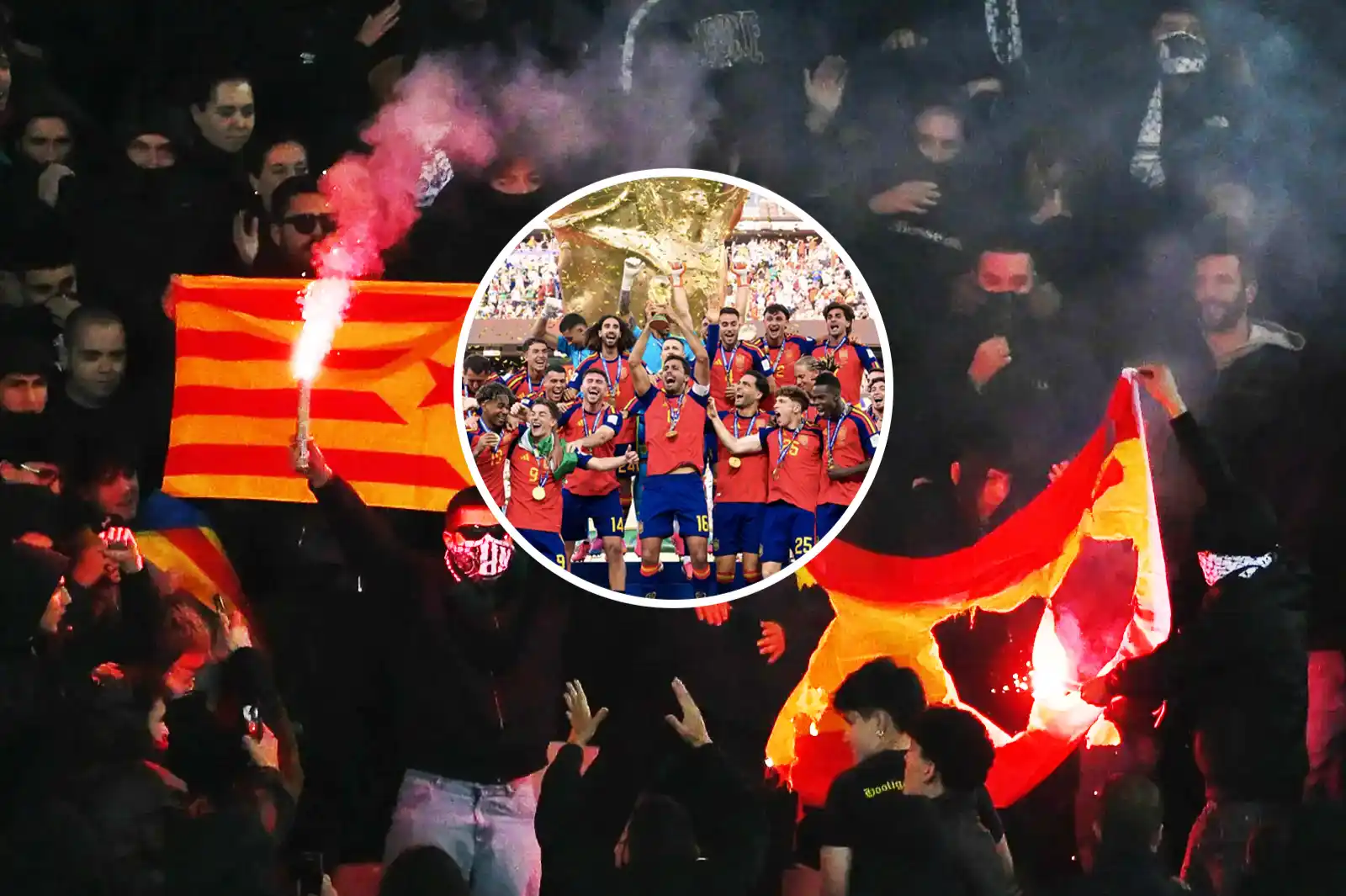 After their victory, independence groups burned Spanish flags and attacked fans
