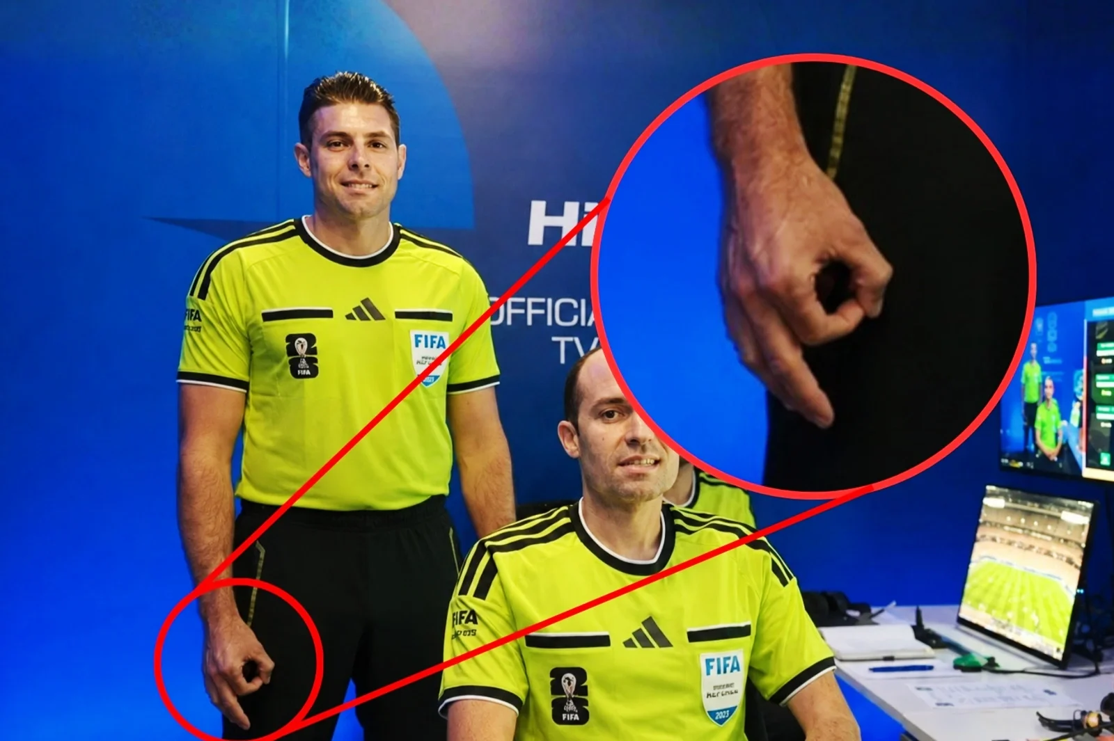 A referee at the World Cup was accused of making a "white supremacy" gesture after making an "OK" sign with his hand