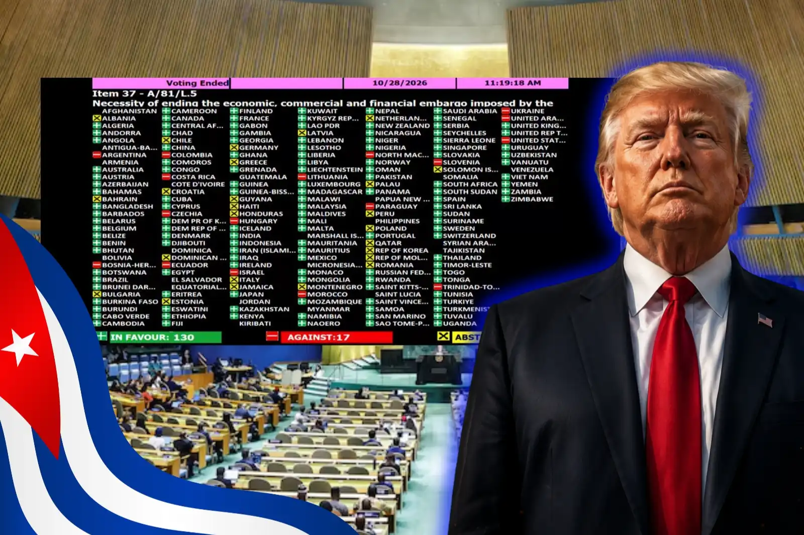 El régimen cubano pierde el apoyo de países occidentales en la votación de la ONU