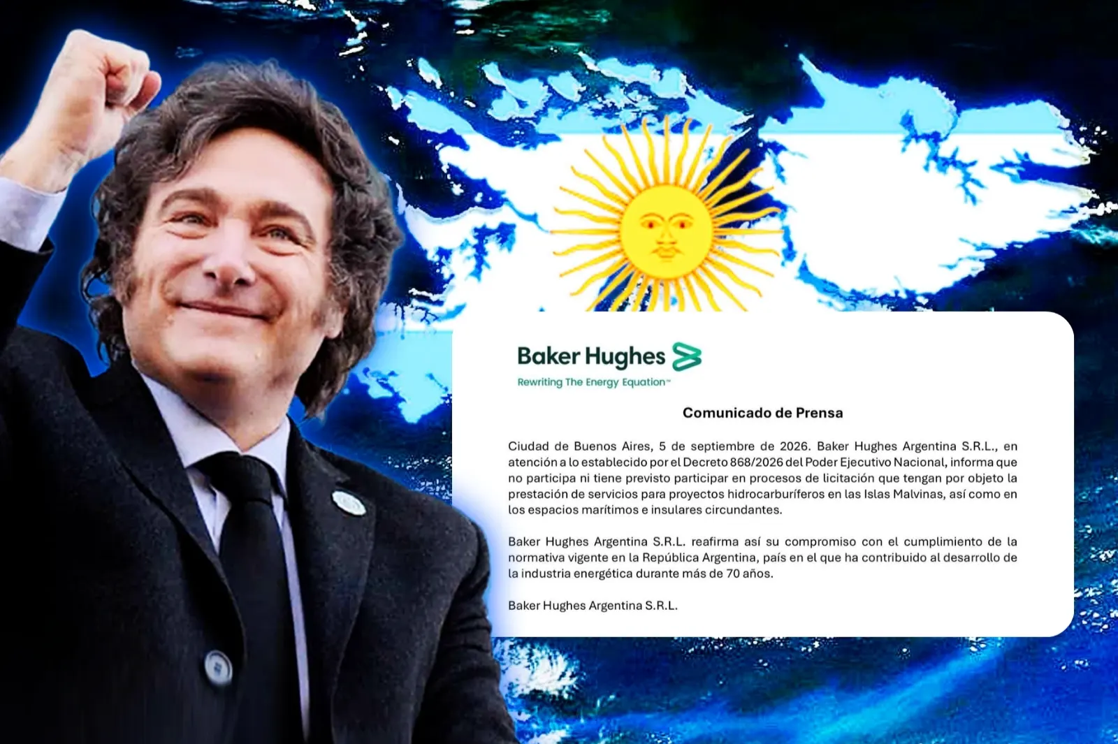 La petrolera Baker Hughes anunció que no participará en proyectos en Malvinas
