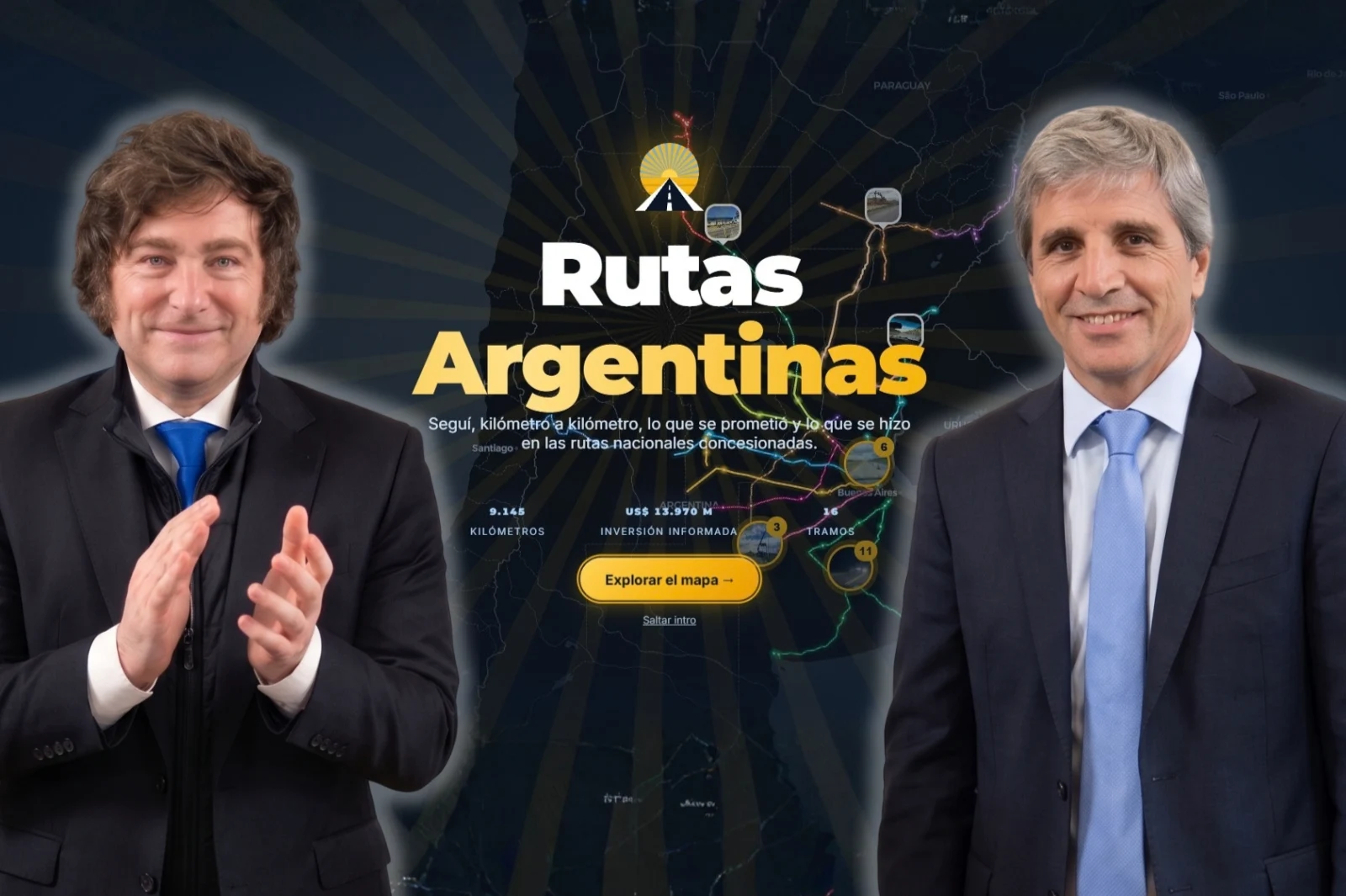 Un usuario creó un mapa para seguir el avance de las obras privadas en más de 9.000 kilómetros de rutas