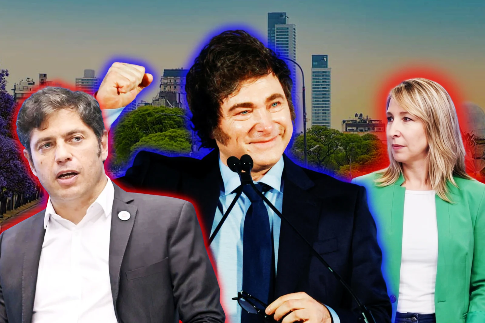 Javier Milei, Axel Kicillof y Myriam Bregman.