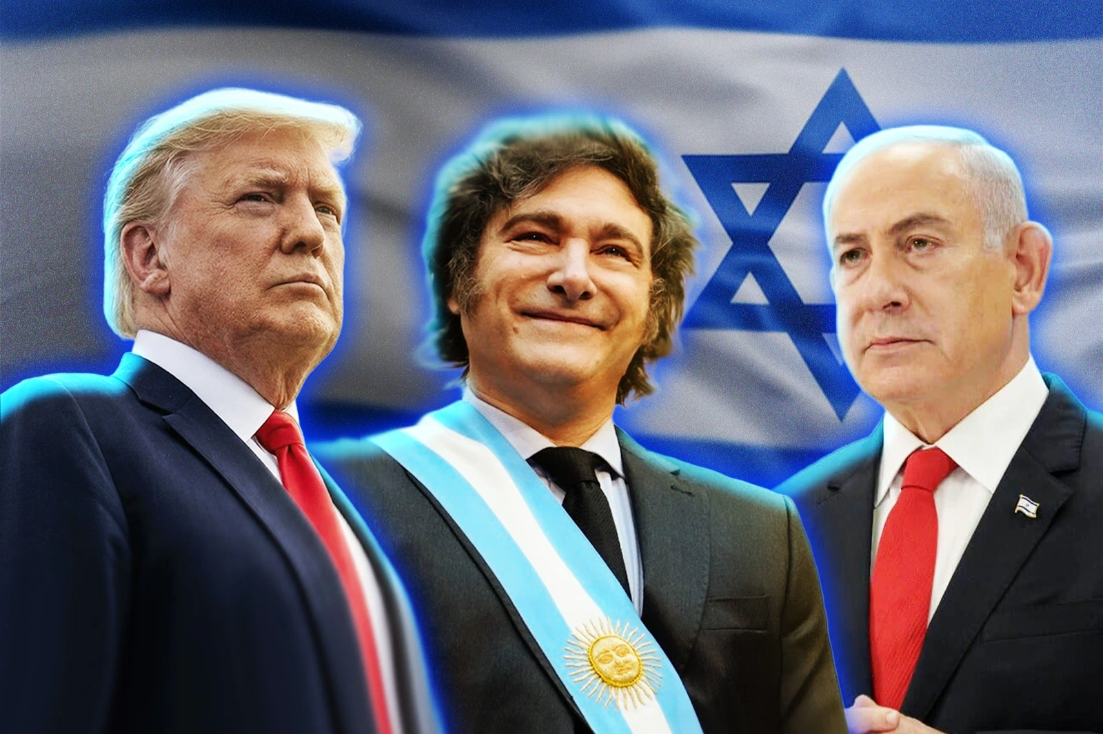 Javier Milei, Donald Trump y Benjamin Netanyahu.
