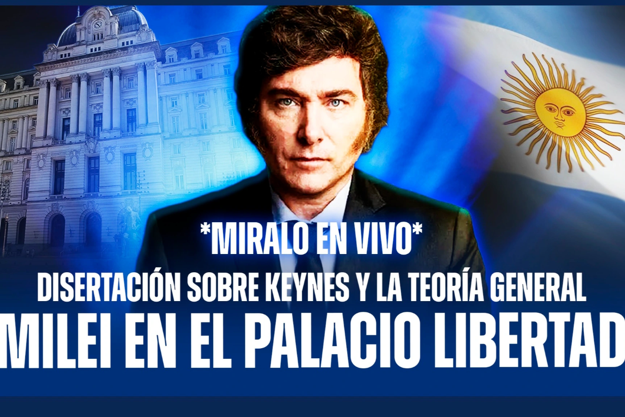 El presidente Javier Milei en vivo diserta sobre Keynes en el Palacio Libertad