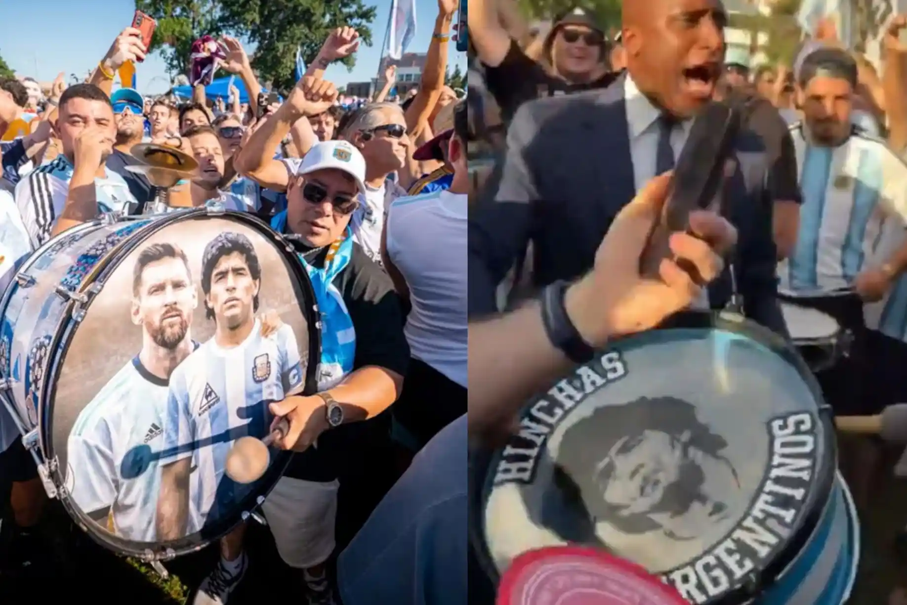 Lucas Quinton, alcalde de Kansas City, tocó un bombo en medio del banderazo de los hinchas argentinos