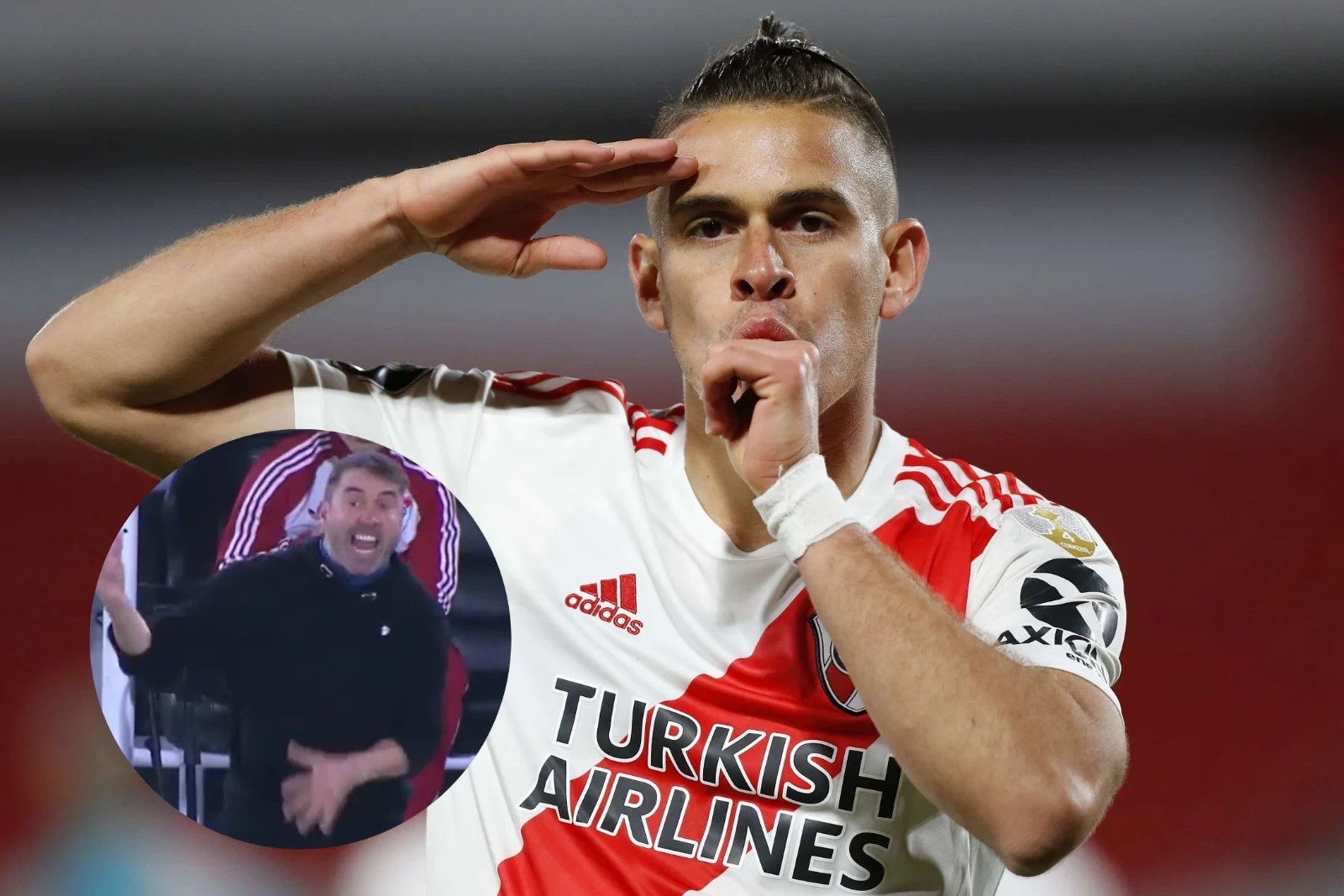 “Cerrá el cu…”: qué pasó en el cruce de Coudet con Borré en pleno partido contra Independiente Santa Fe