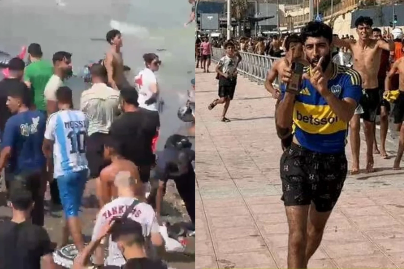 Les volvió el karma: en la invasión masiva de marroquíes hacia España se vieron camisetas de Boca y Messi