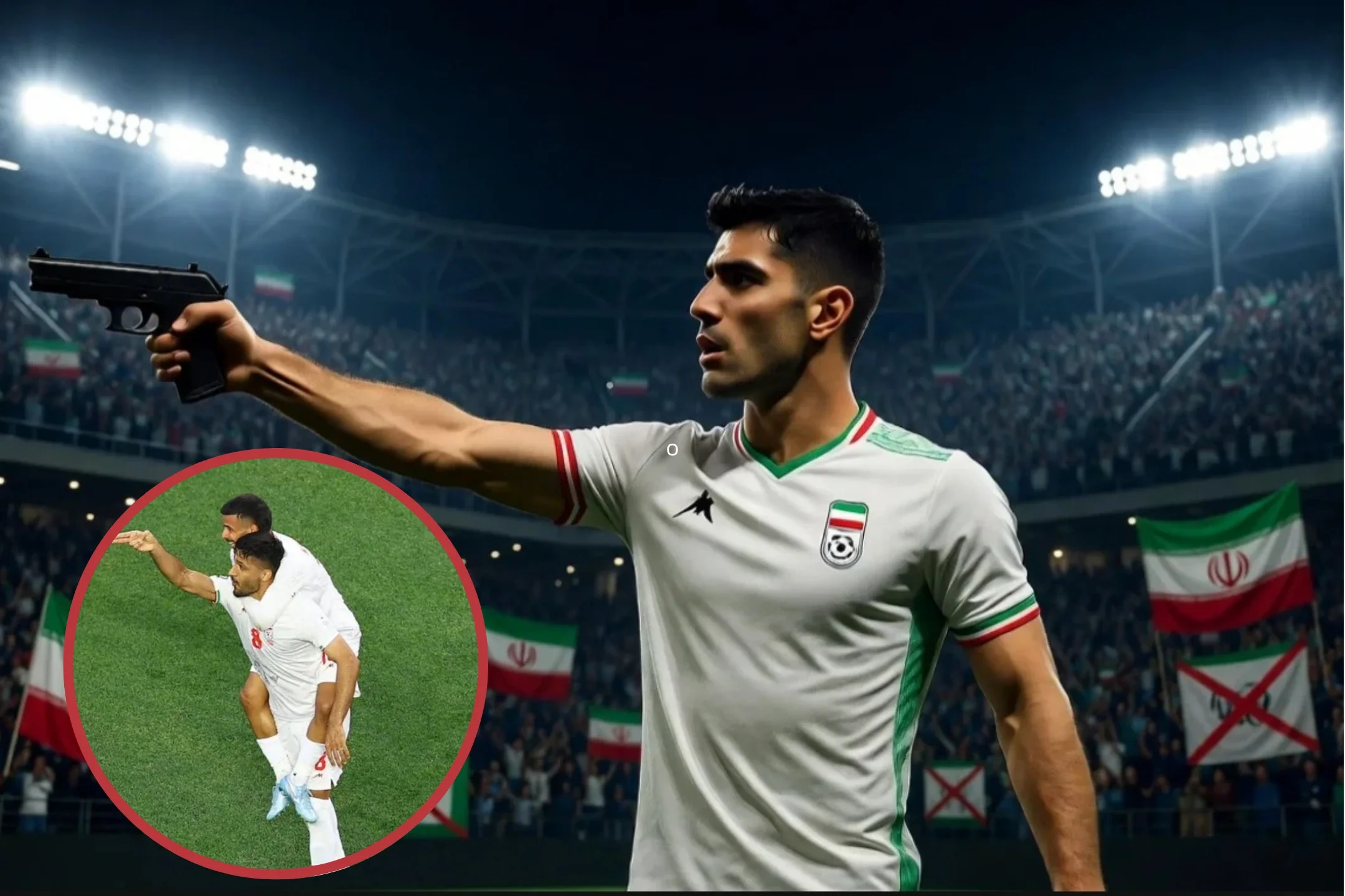 Desastre en el Mundial 2026: el iraní Mohebi festejó un gol "tirando tiros" a las gradas