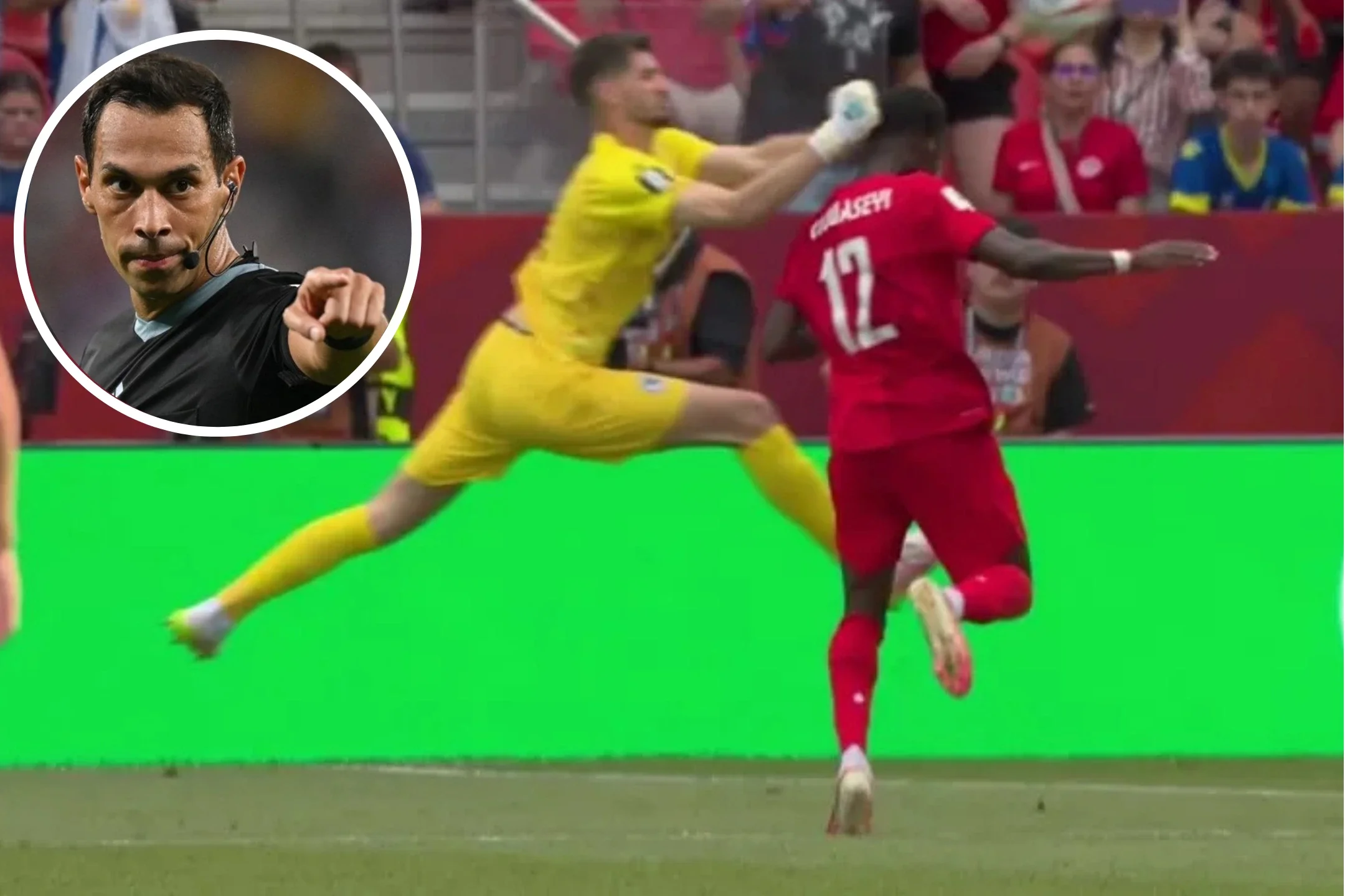 The VAR saved Tello from a controversial play like the one between Neuer and Higuaín in his World Cup debut