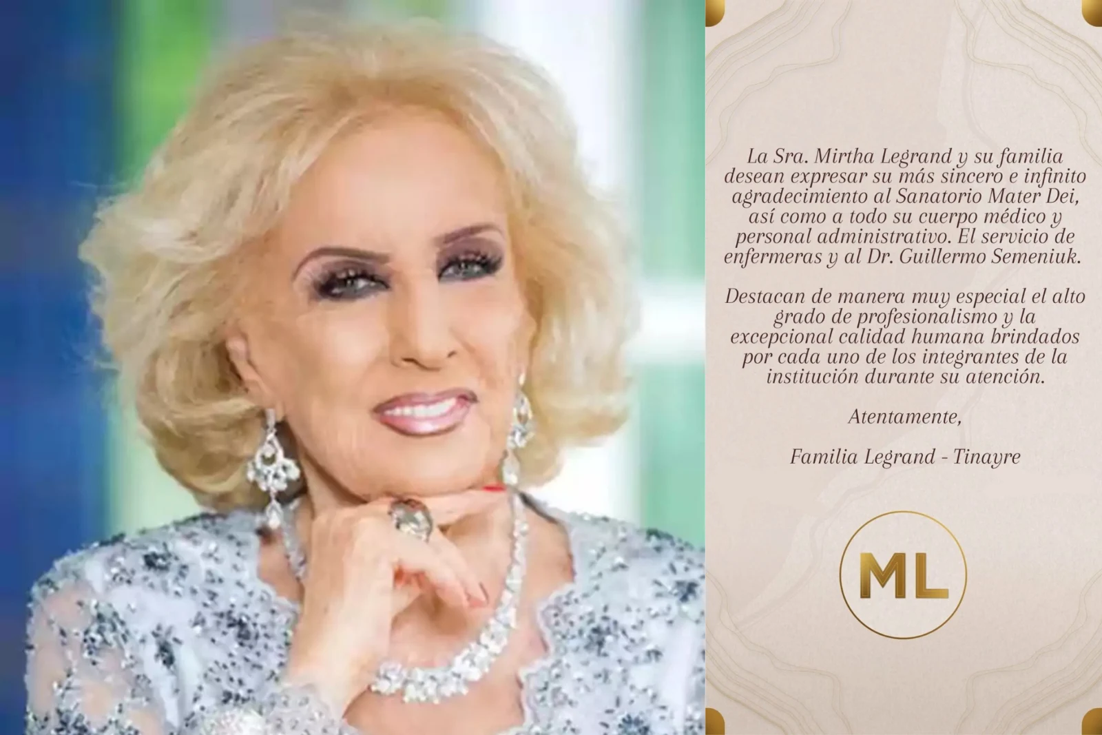 Tras recibir el alta médica, Mirtha Legrand publicó un comunicado: qué dice