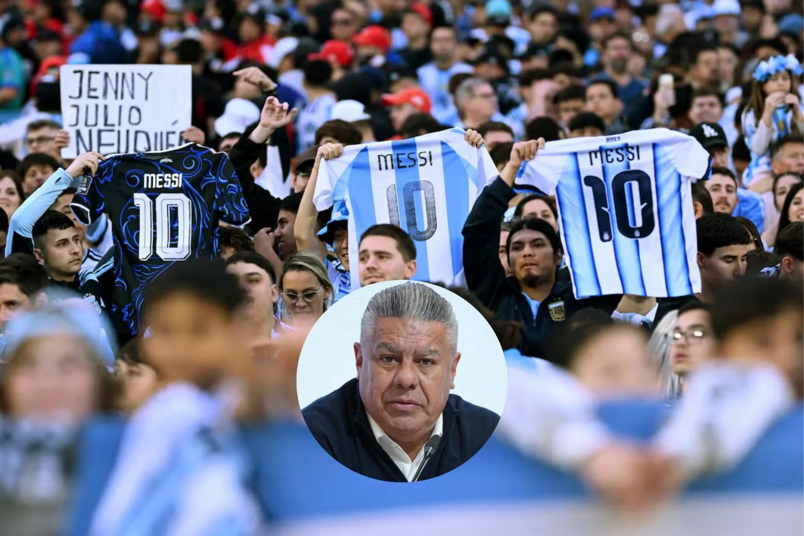 Los hinchas argentinos no se olvidaron del “Chiqui” Tapia, quien recibió insultos en medio de la despedida de Messi