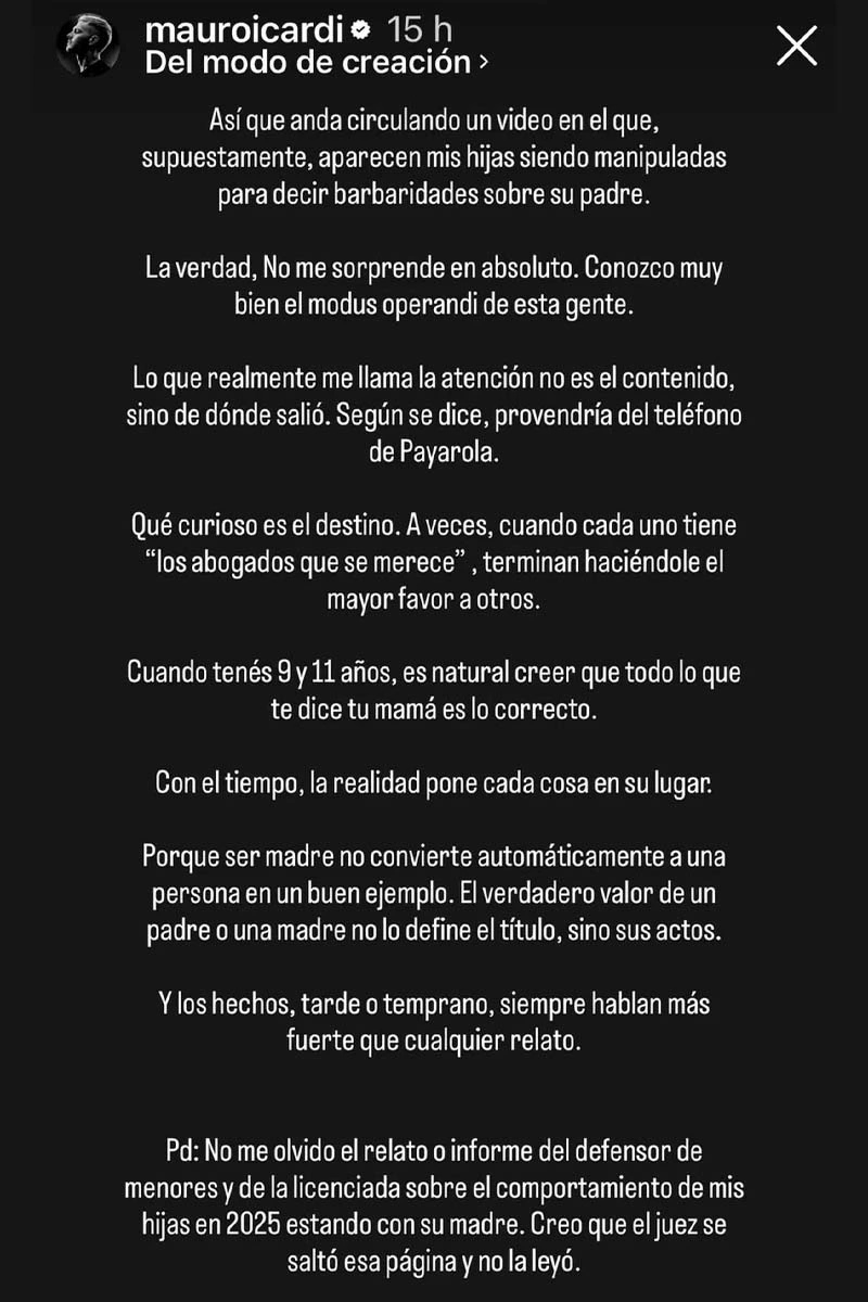 Qué dijo Mauro Icardi sobre el supuesto video de sus hijas