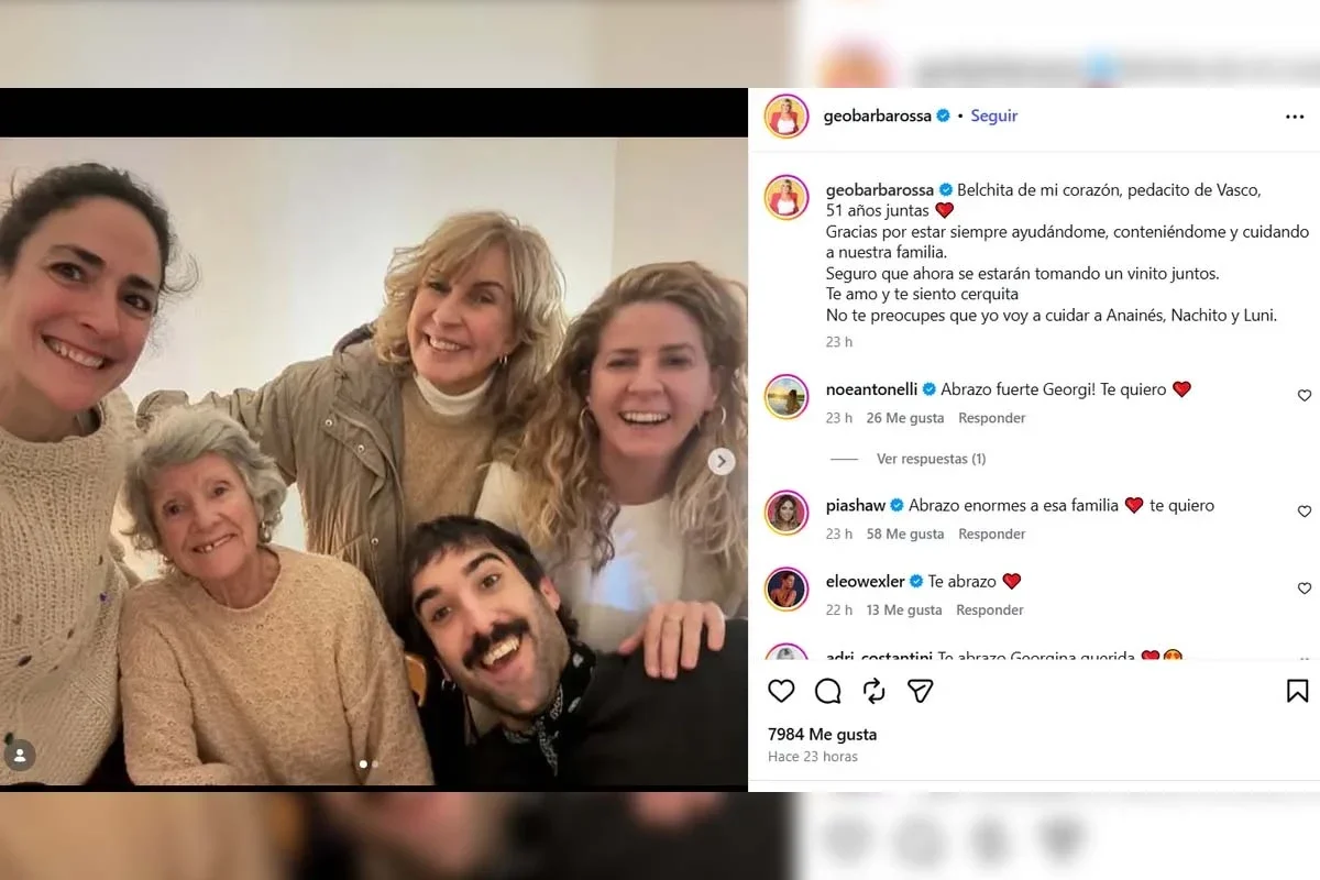 El conmovedor mensaje que publicó Georgina Barbarossa