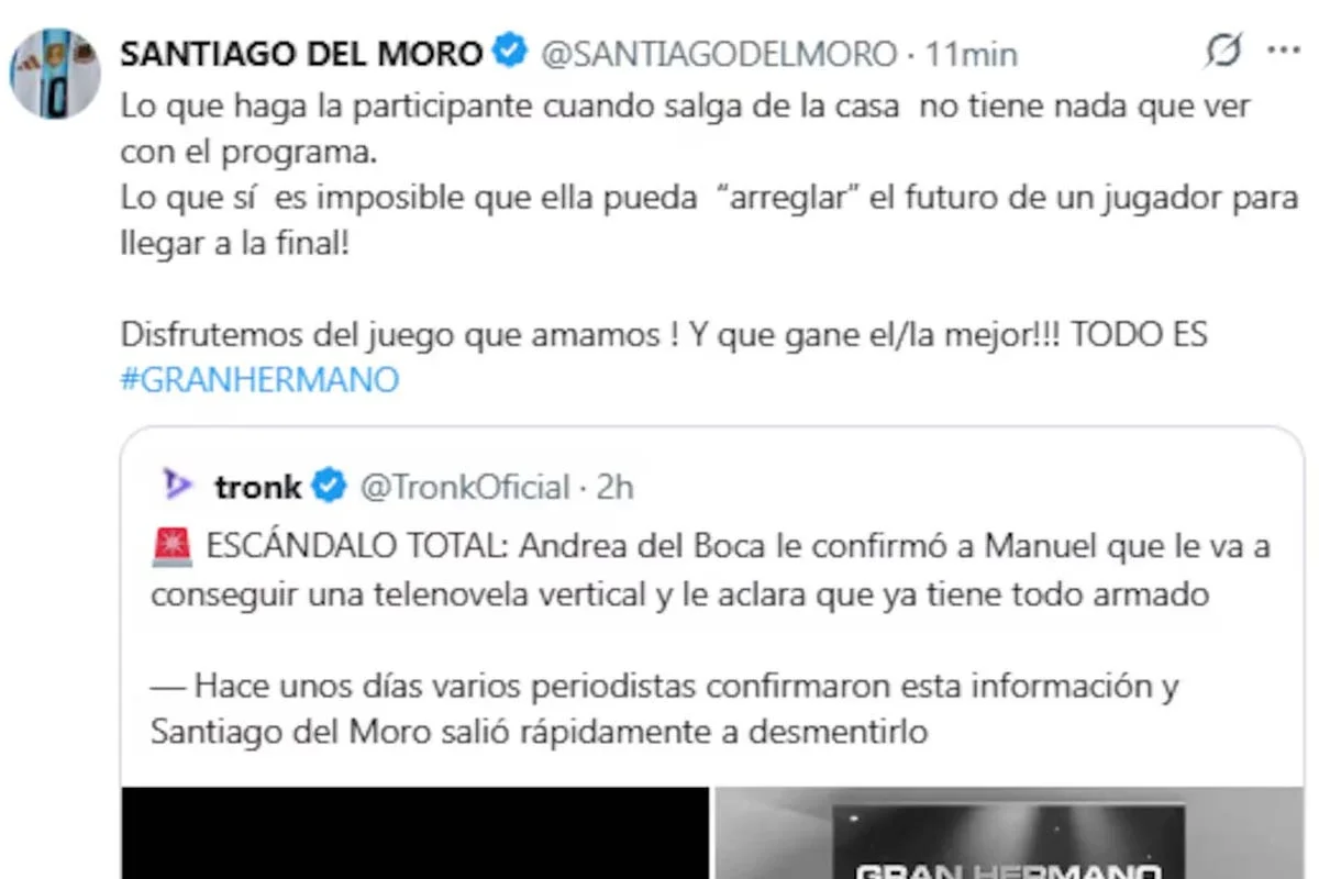 Santiago del Moro's response after the video went viral
