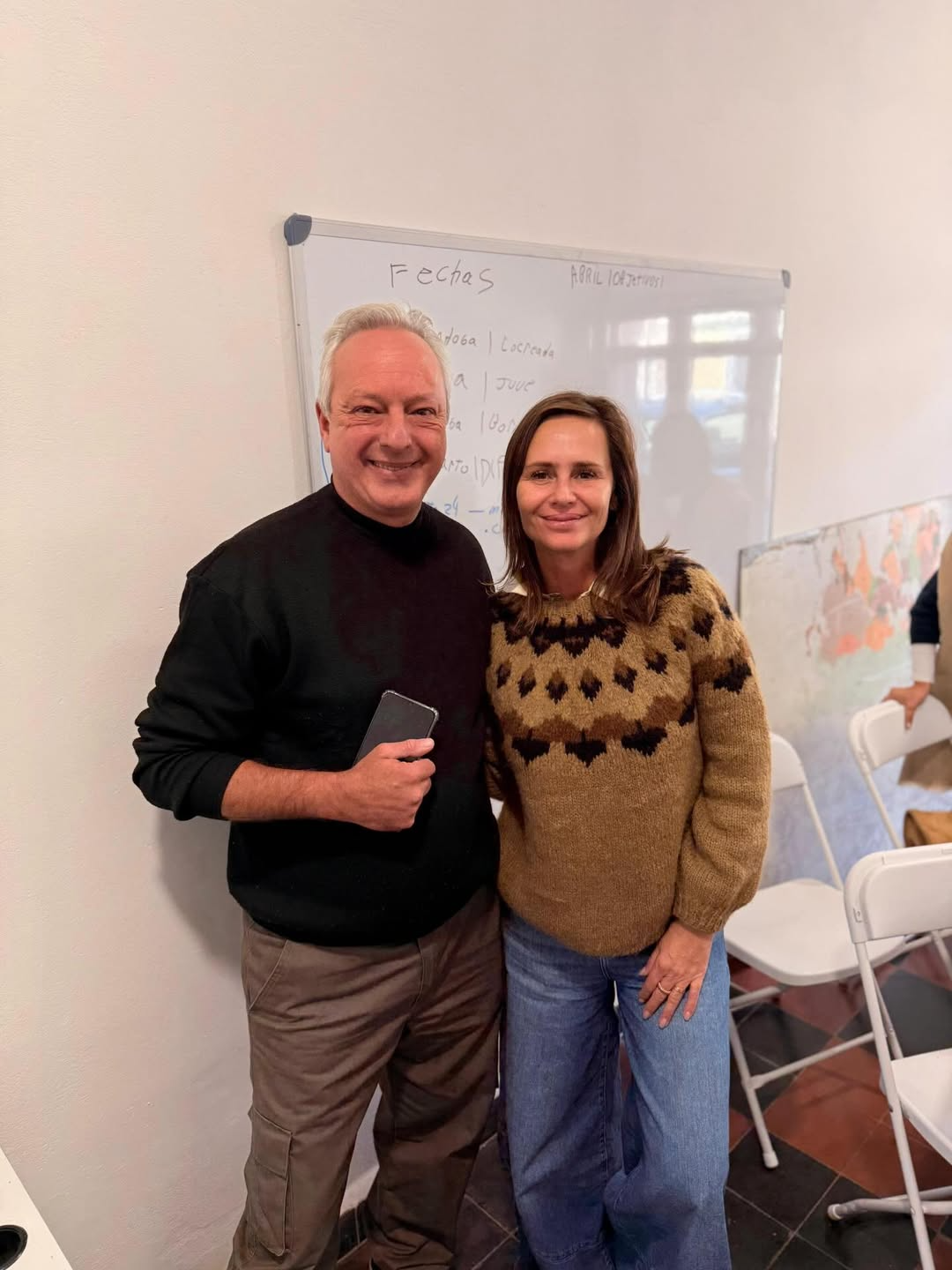 Laura Soldano y Adrián Radice, intendente de Villa El Chacay