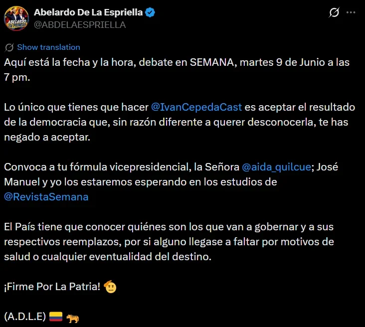 El llamado al débate