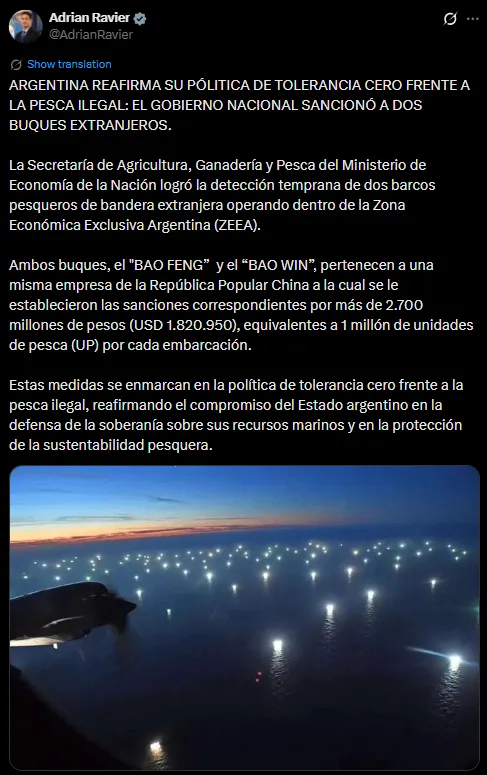 Multas millonarias por operar ilegalmente en aguas argentinas