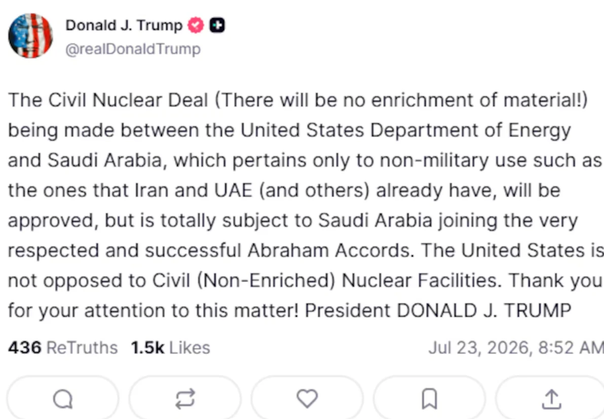 Trump condicionó el acuerdo nuclear con Arabia Saudita