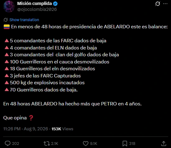 Golpes contra las FARC, el ELN y el Clan del Golfo