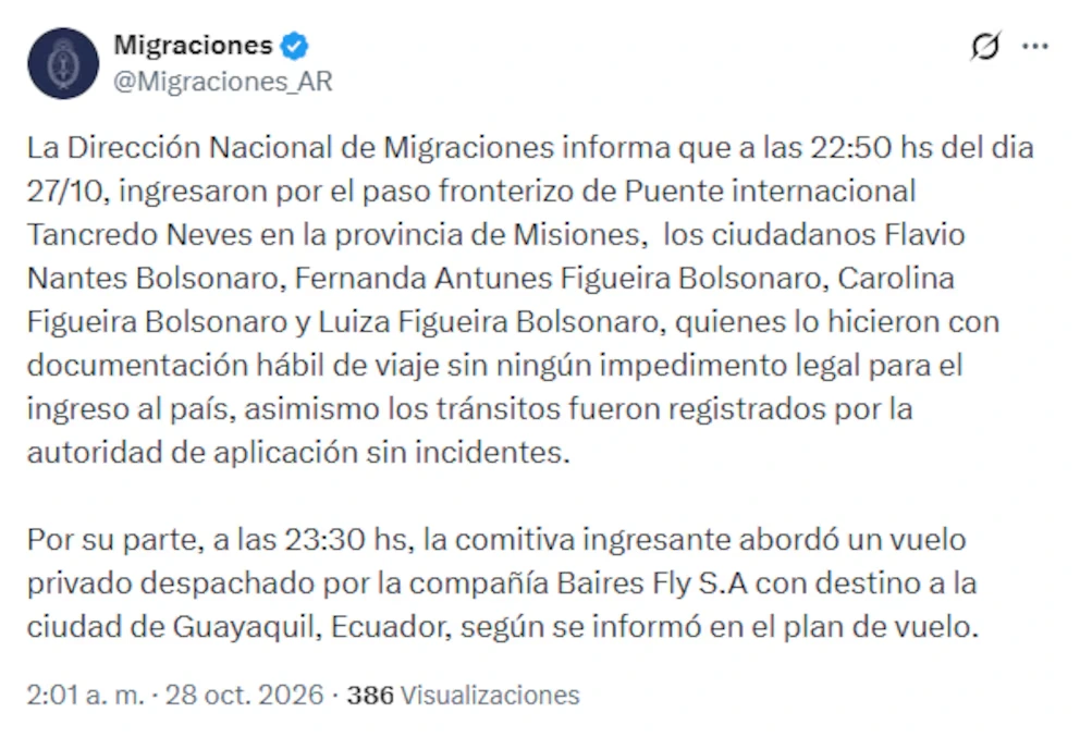 Migraciones Argentina en X
