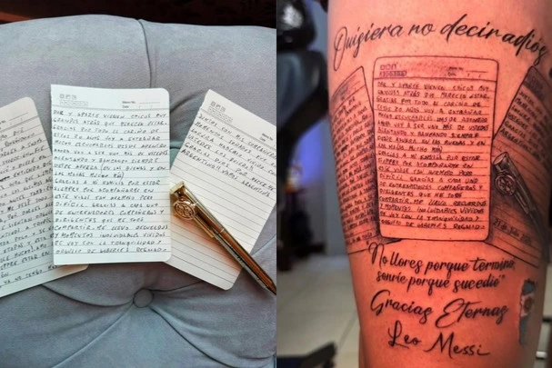 Locura por Lionel Messi: un fanático del astro argentino se tatuó su carta de despedida de la Selección Argentina