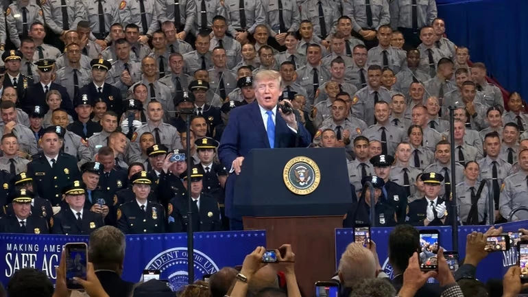 President Donald Trump defended the implementation of the death penalty for those who kill law enforcement officers