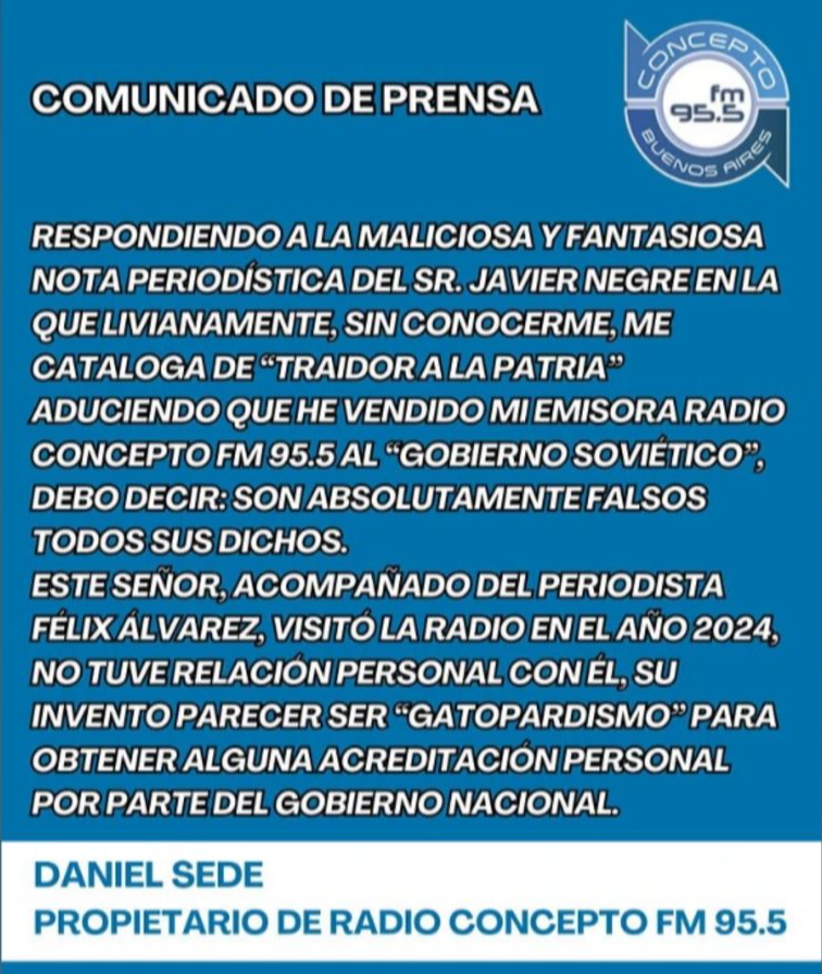 Comunicado de Daniel Sede