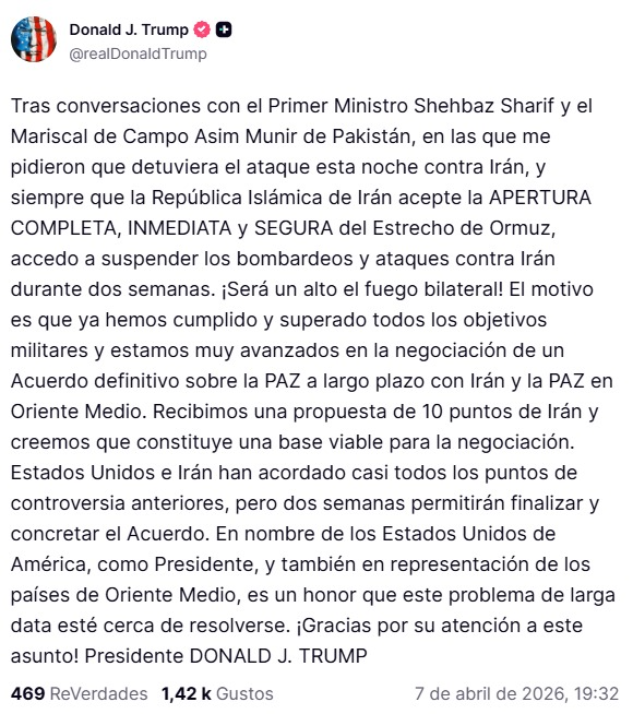 The statement issued by Trump.