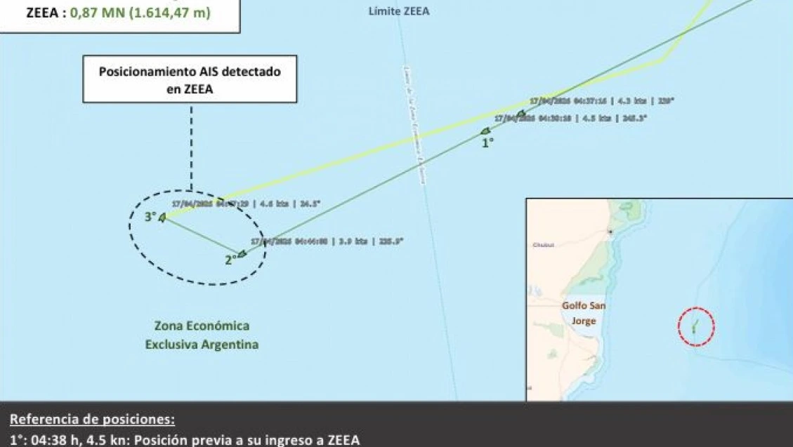 La ubicación del buque fue revelada de manera digital.