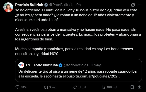 La senadora se sumó a la ola de indignación en X (ex Twitter).