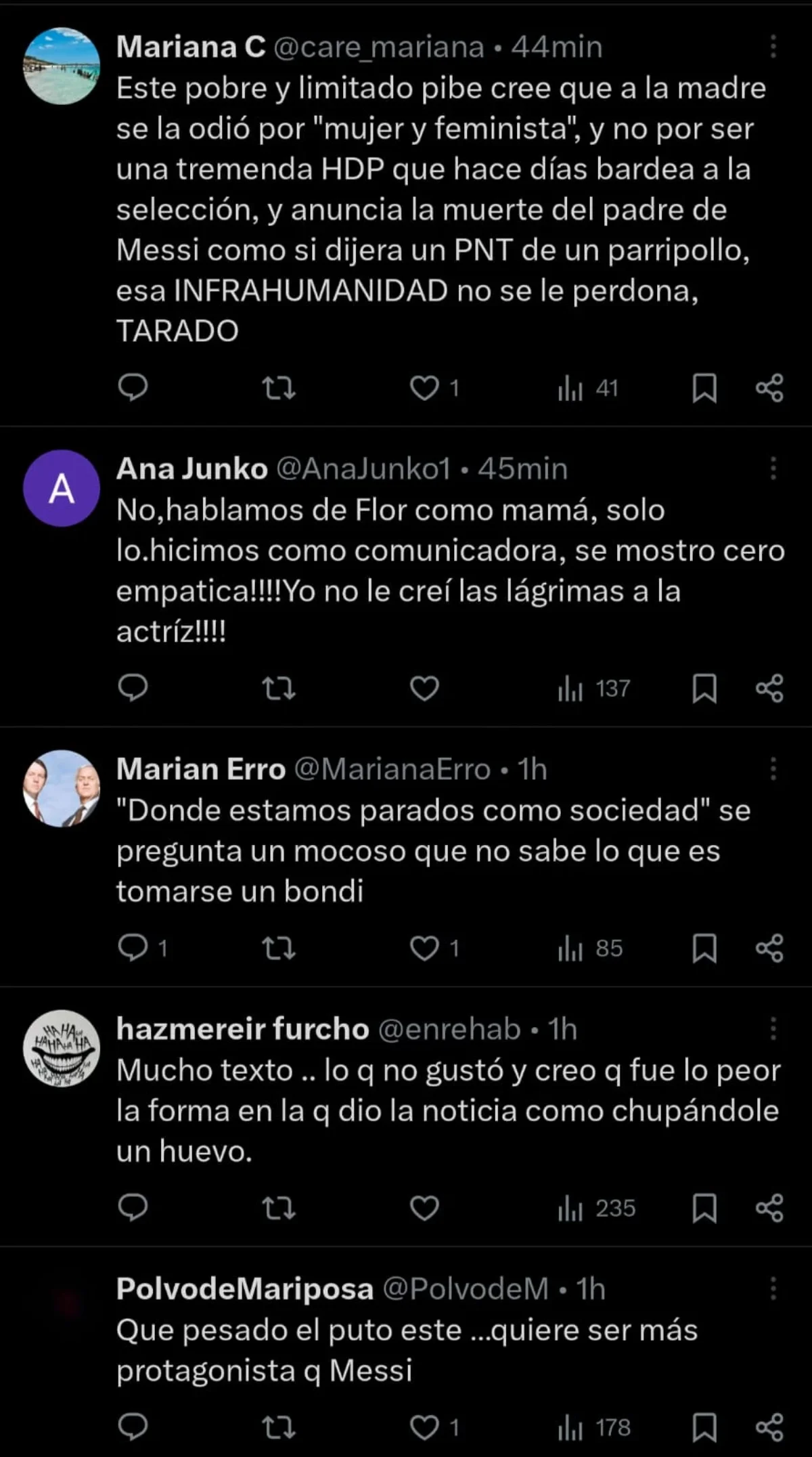 Las reacciones en redes sociales