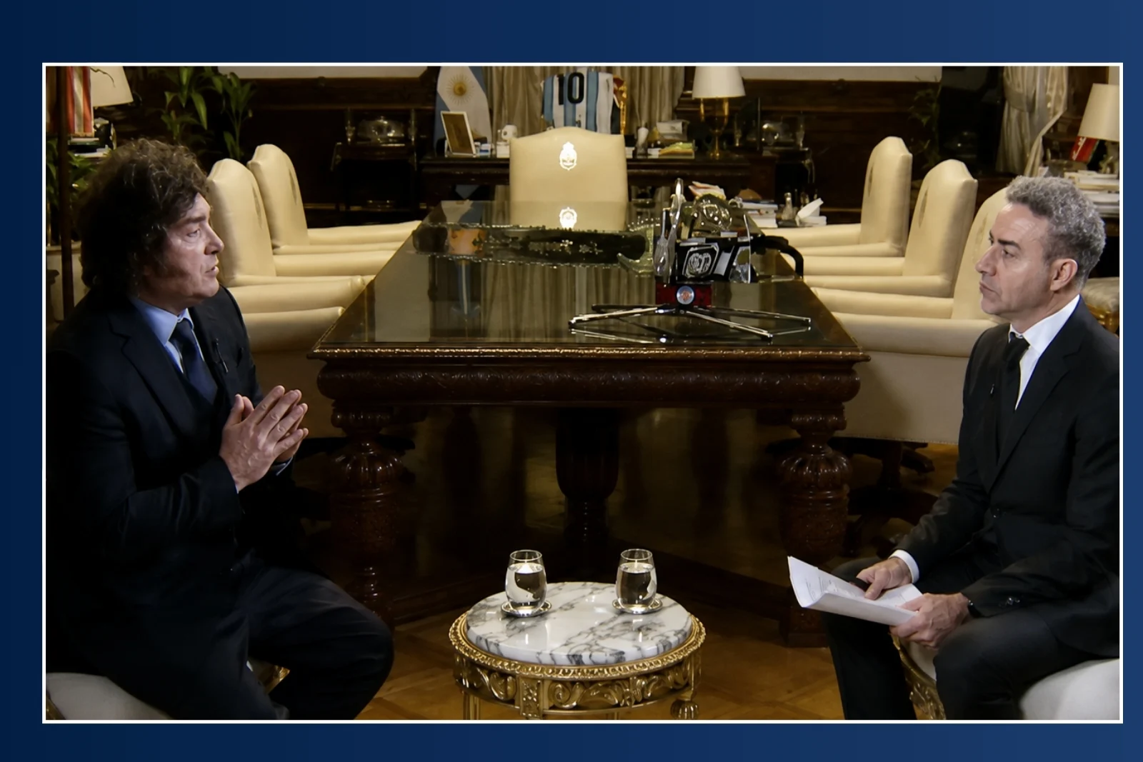 Javier Milei recibió al periodista Luis Majul.