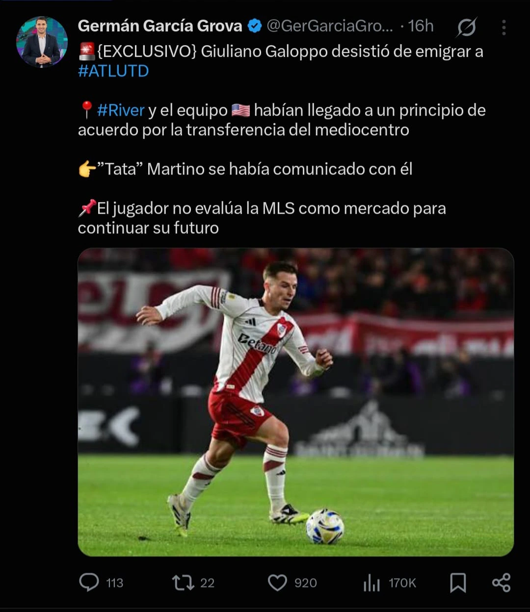 La MLS no está en los planes de Giulano Galoppo