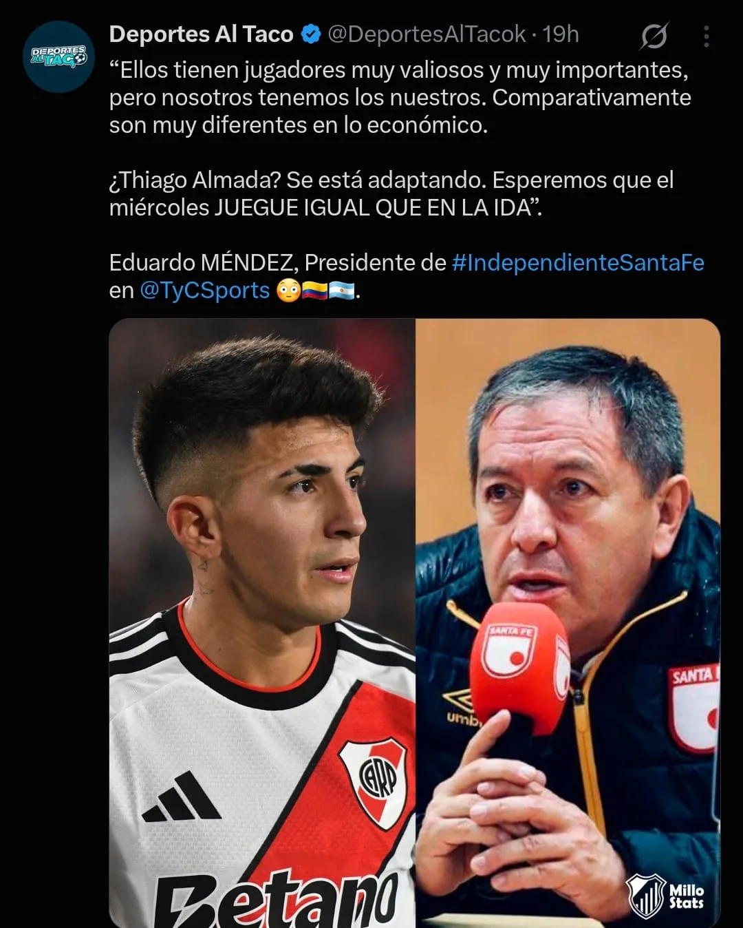 Repercussions of the words of the president of Independiente Santa Fe