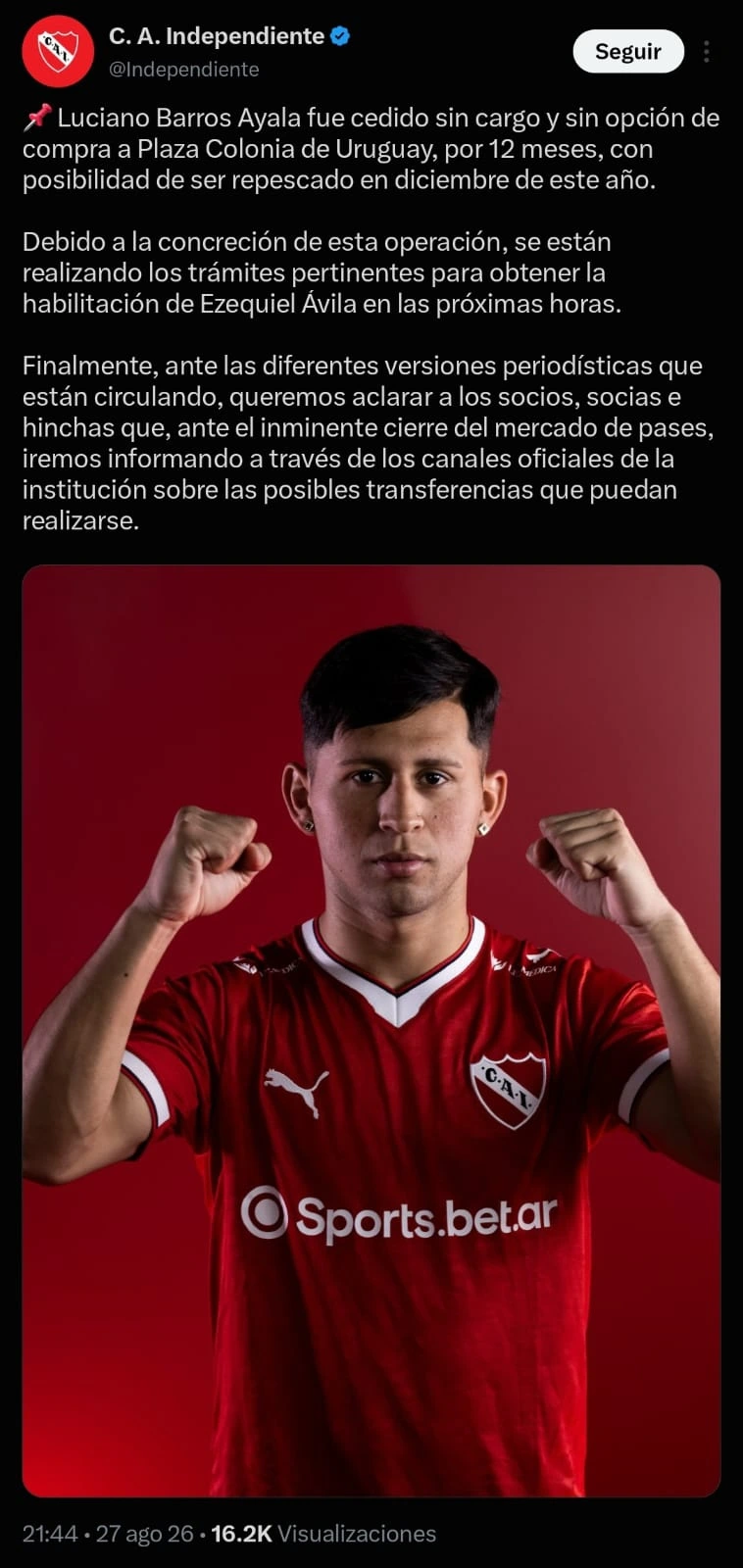 Comunicado de Independiente
