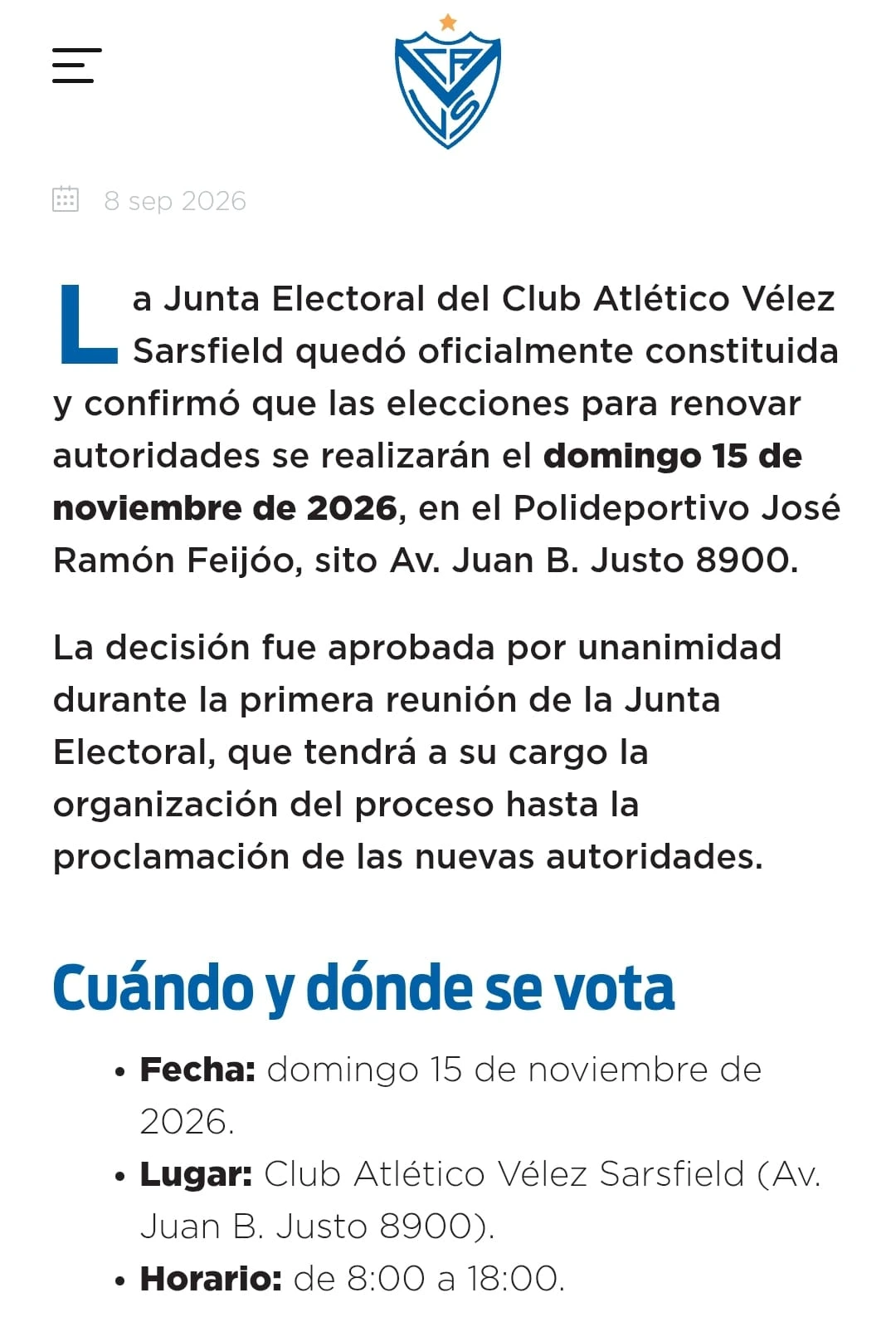 Todos los detalles sobre las elecciones en Vélez