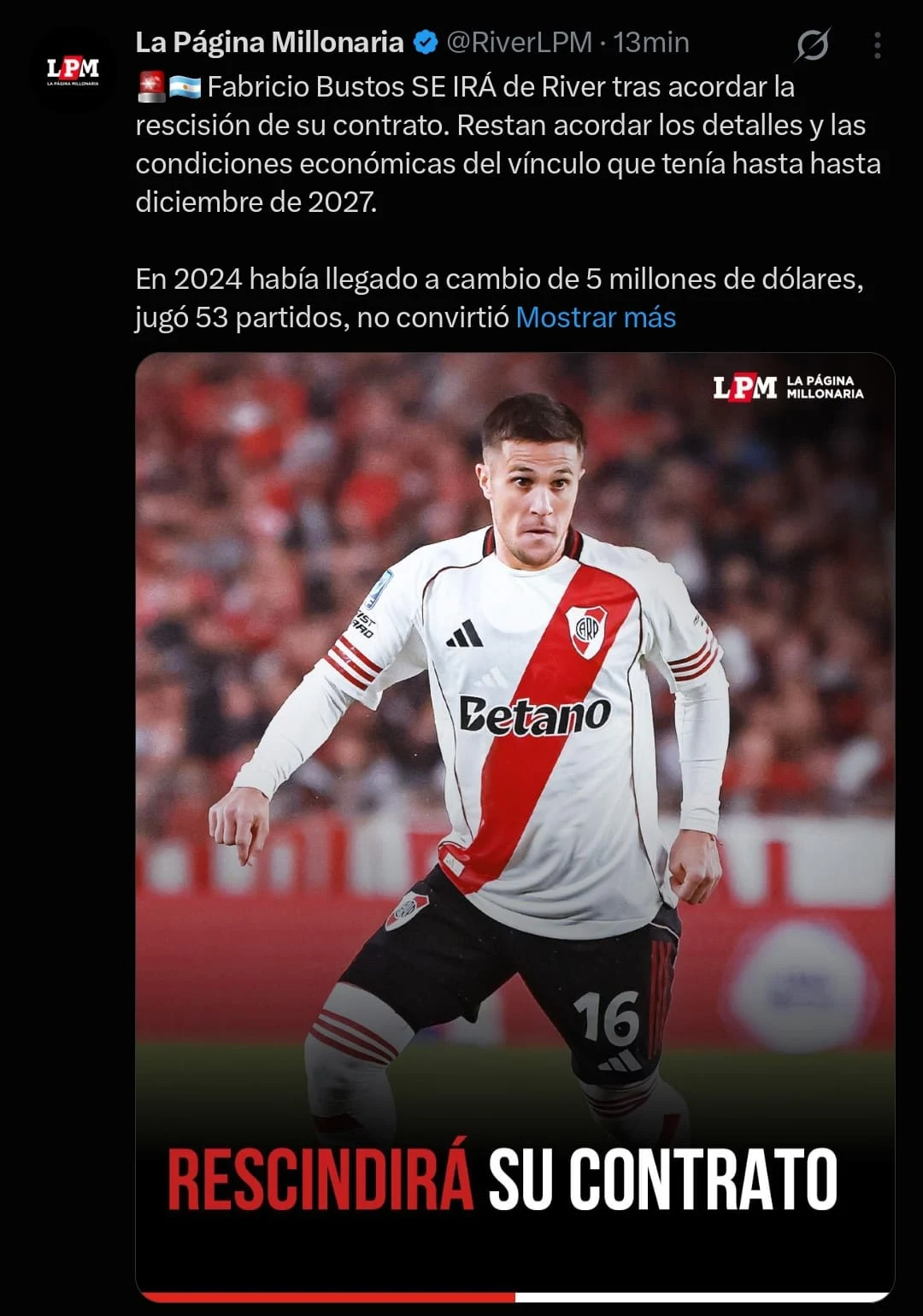 En redes sociales se hizo oficial la salida de Bustos
