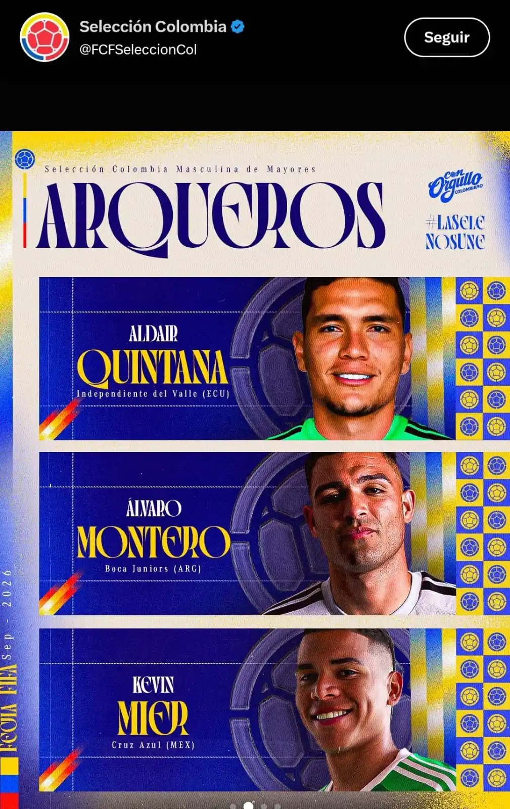 Arqueros convocados para la Selección de Colombia