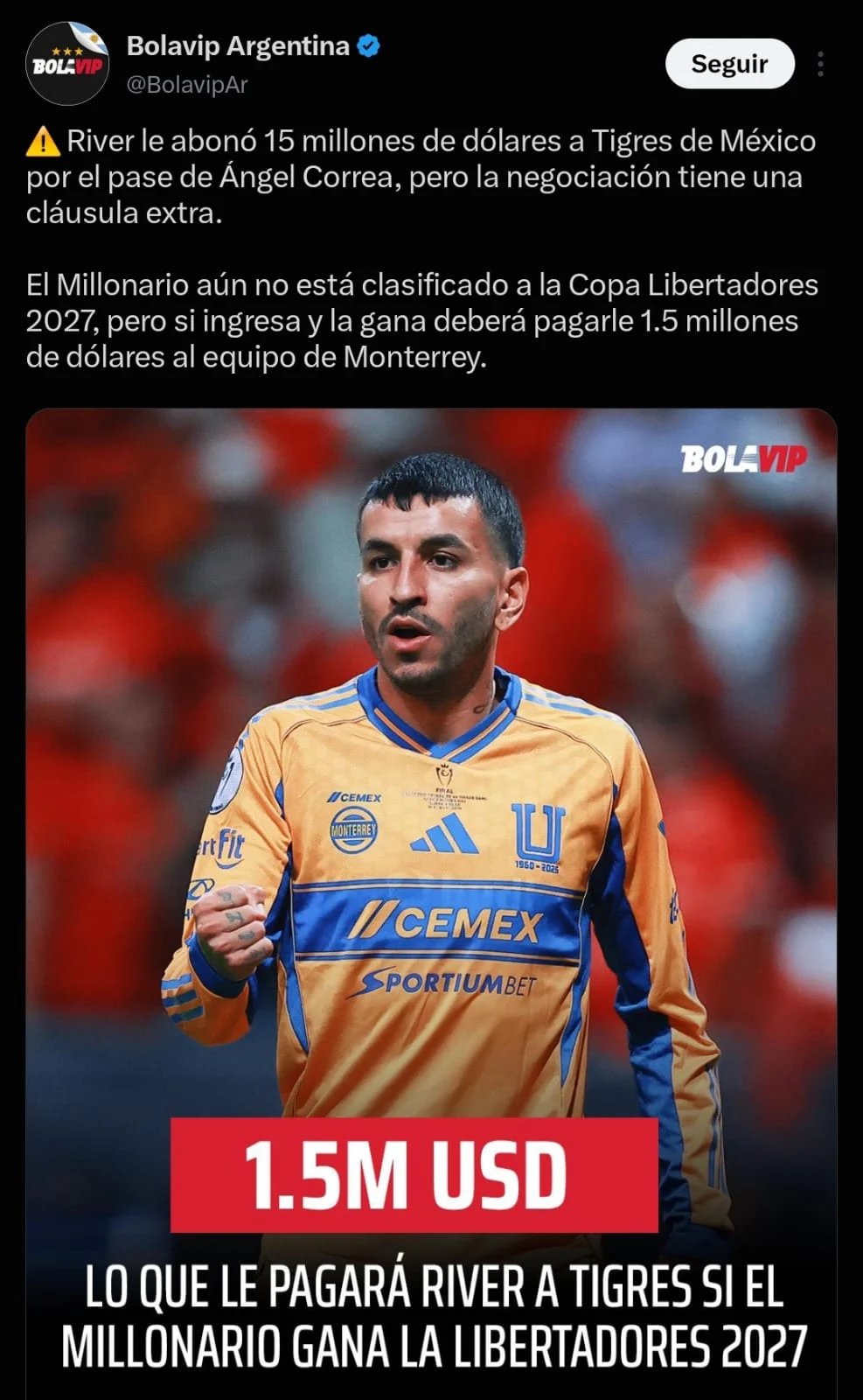 La cláusula extra en la transferencia de Ángel Correa