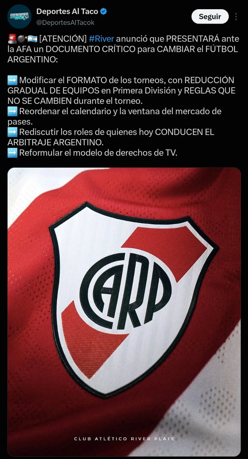 Los cambios que presentará River