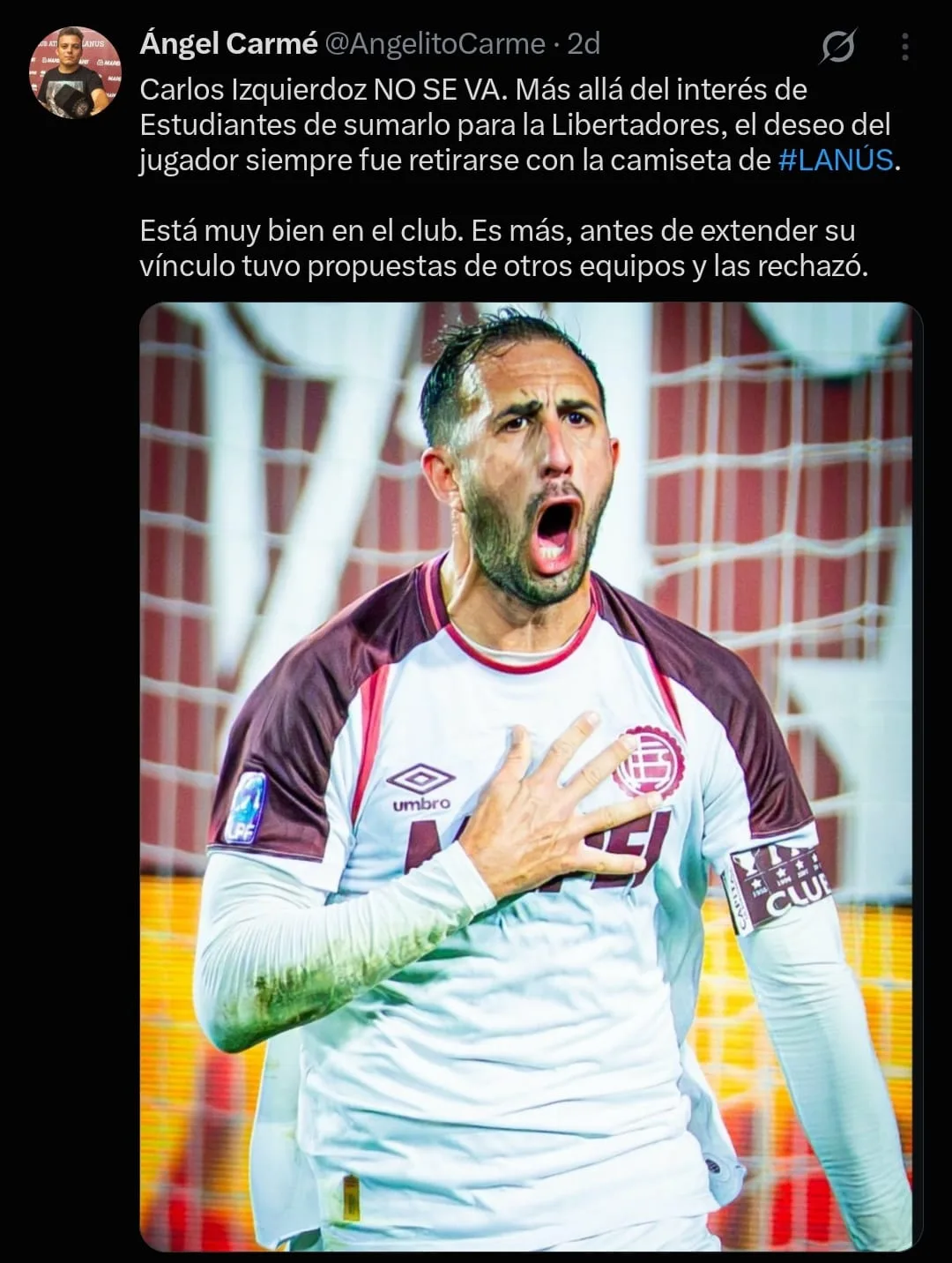 La dirigencia de Lanús no dejó ir a Carlos Izquierdos