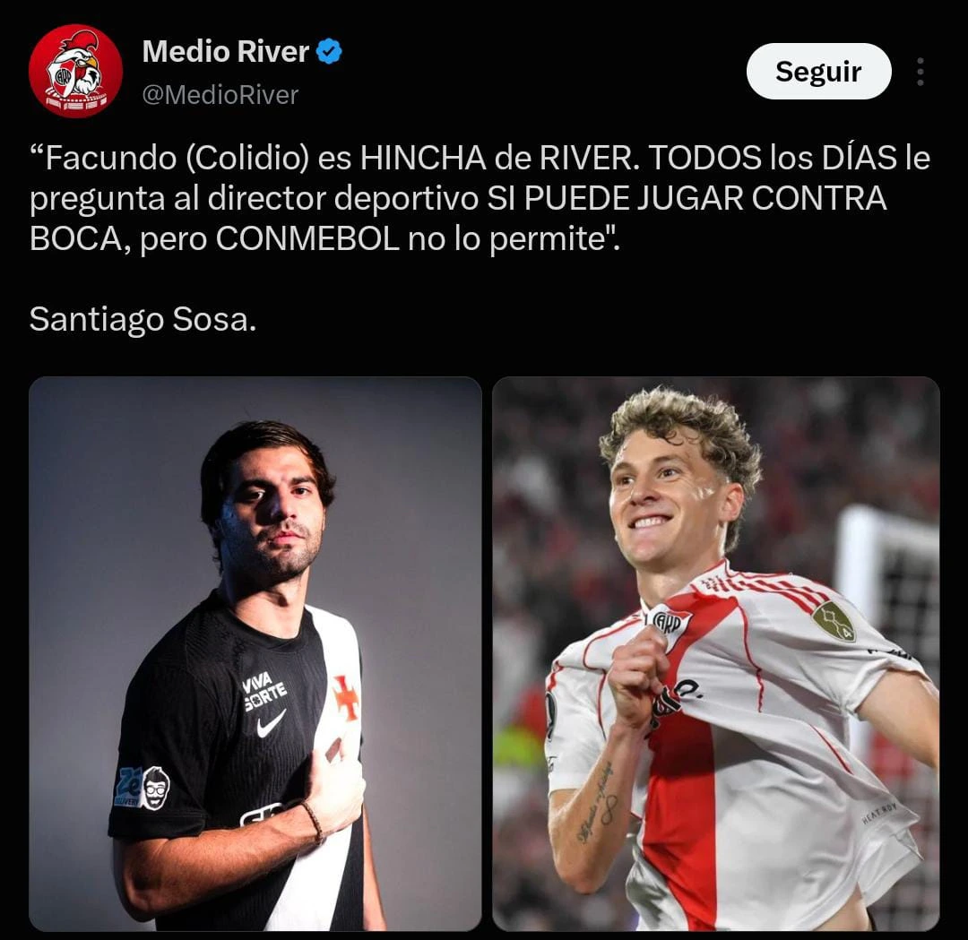 Santiago Sosa se refirió a las ganas que tiene Colidio de jugar contra Boca