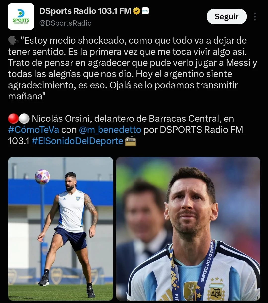 Nicolás Orsini se refirió a la despedida de Lionel Messi