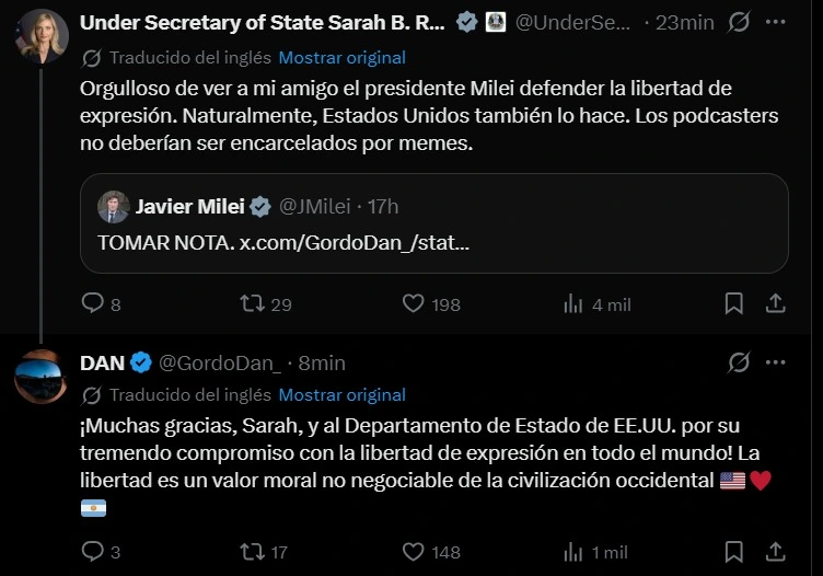 El respaldo de EEUU llegó después de la denuncia contra el Gordo Dan