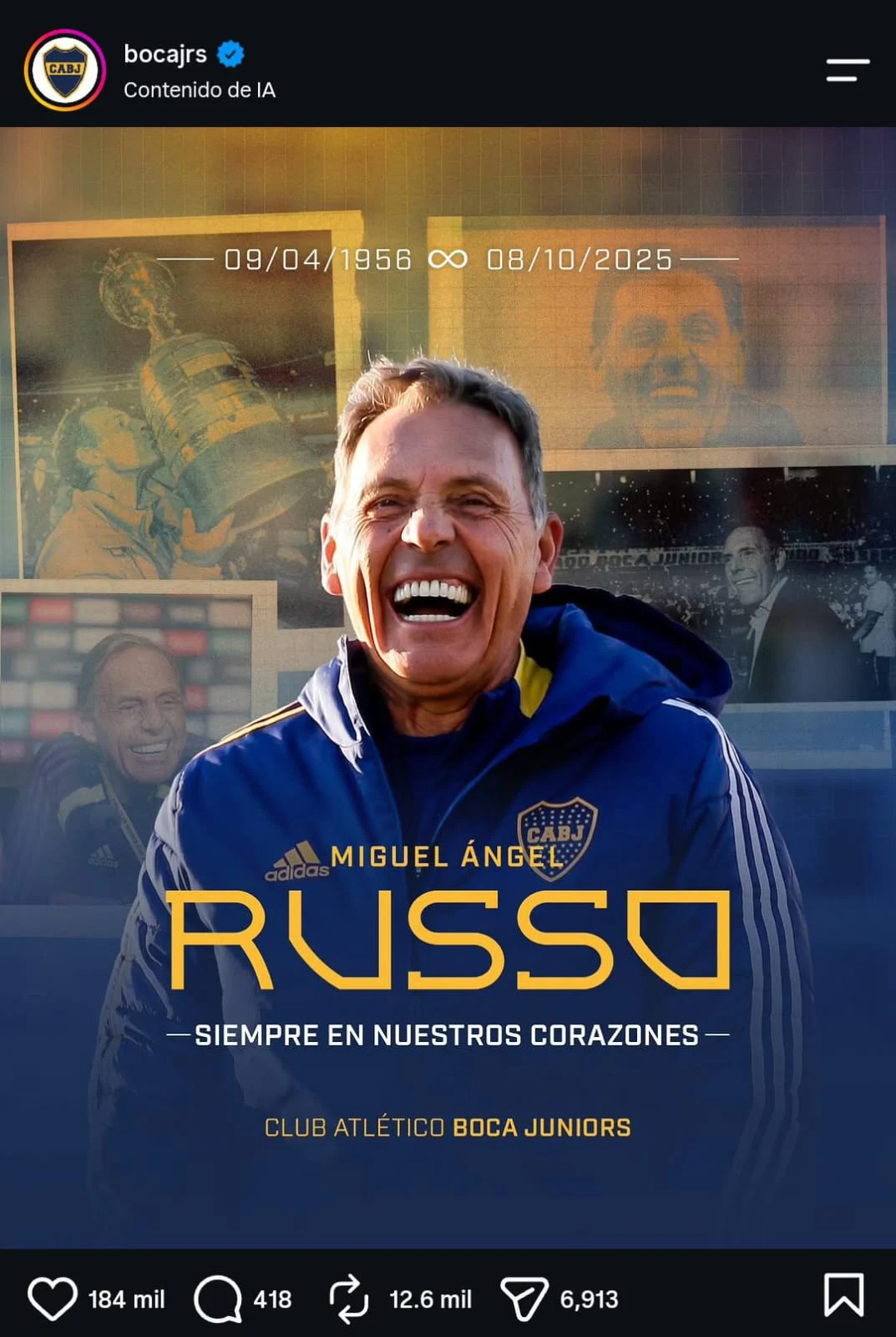 El homenaje de Boca Juniors para Miguel Ángel Russo en redes sociales