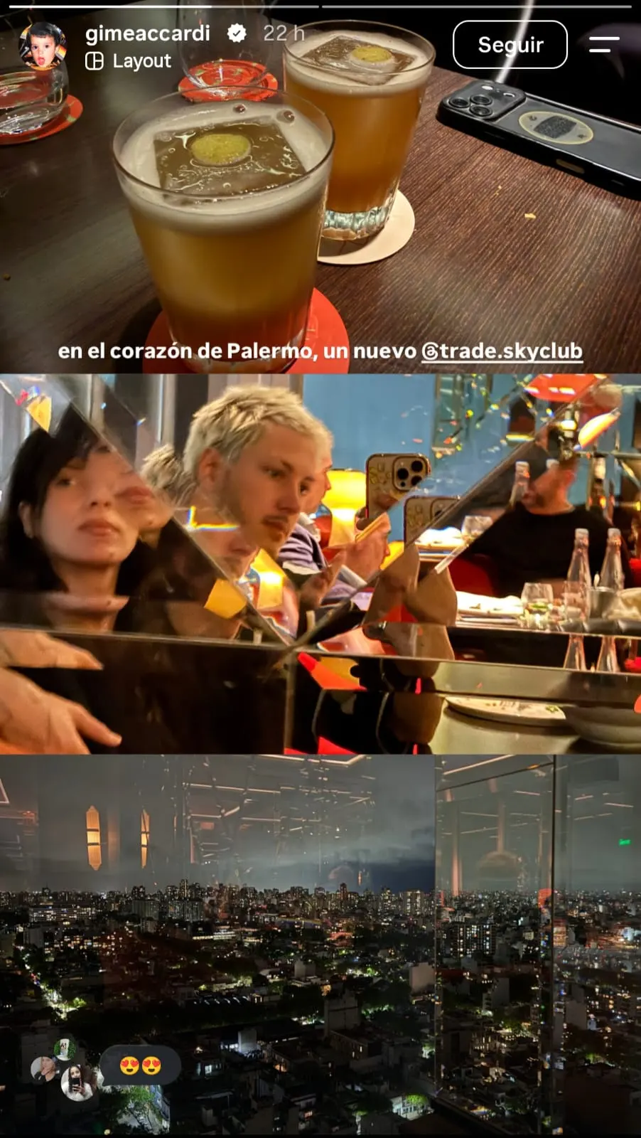 También se pudo ver a la pareja disfrutando de la noche porteña