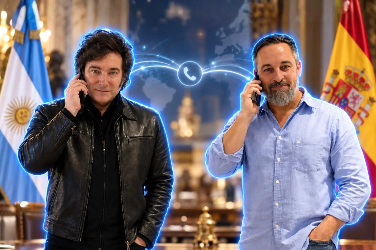 Milei se reunió con dirigentes de Vox en Madrid y habló por teléfono con Santiago Abascal