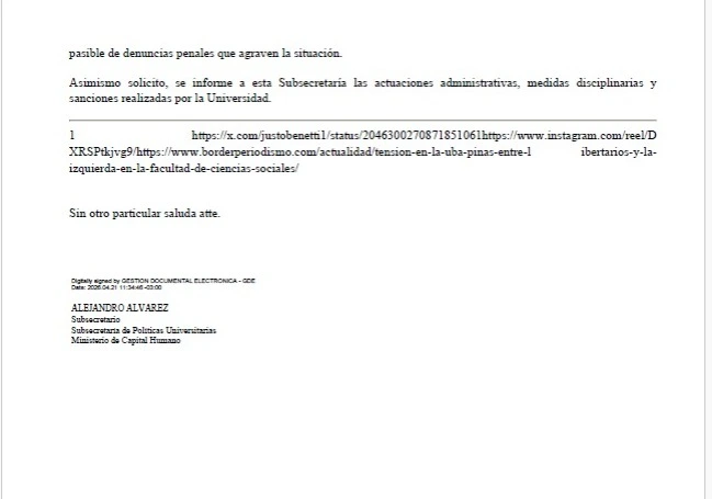 El comunicado de Alejandro Álvarez.