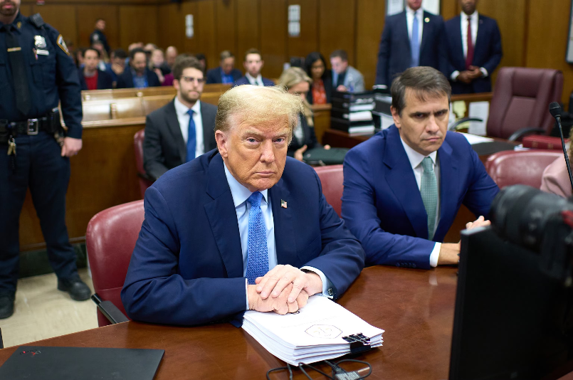 Trump and Blanche during the trial against Trump in New York in 2024.